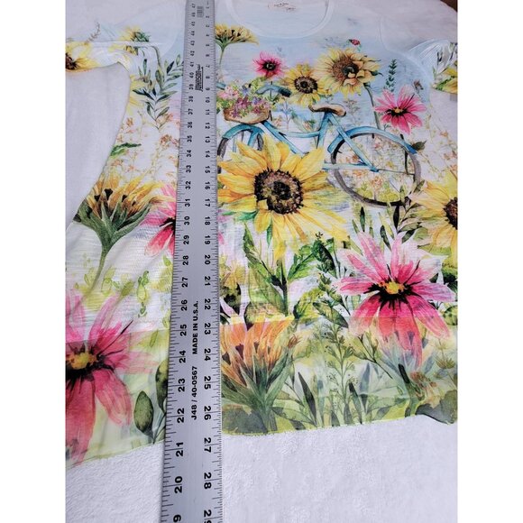 Jess & Jane Womens Sunflower Bicycle Print Tunic Top Small Asymmetric New $67 - Picture 7 of 8